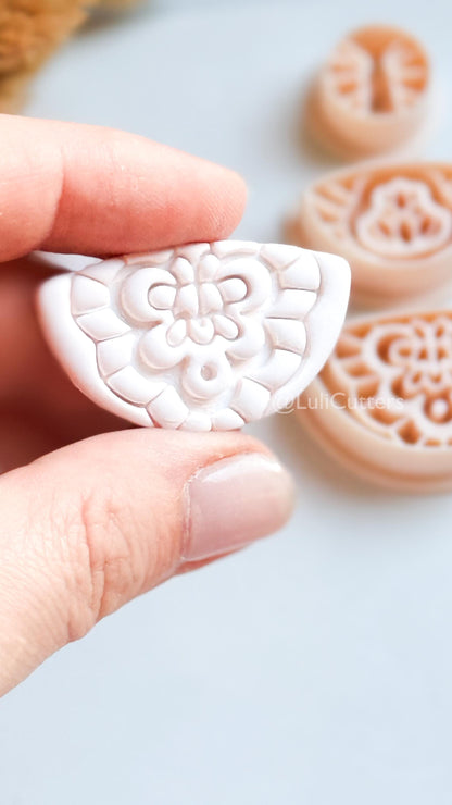 Floral Mandala Ornamental Clay Cutter Set – Decorative Polymer Clay Earring Cutters