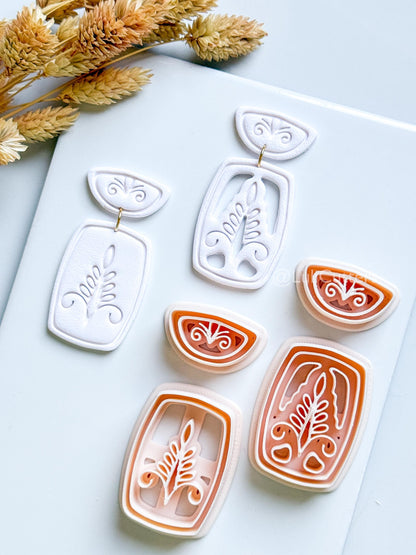 Boho Ornamental Floral Clay Cutter Set – Two Versions: Imprint & Cutout Design