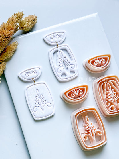 Boho Ornamental Floral Clay Cutter Set – Two Versions: Imprint & Cutout Design