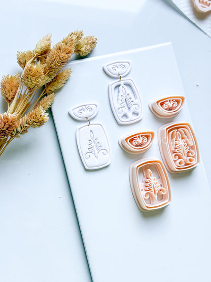 Boho Ornamental Floral Clay Cutter Set – Two Versions: Imprint & Cutout Design