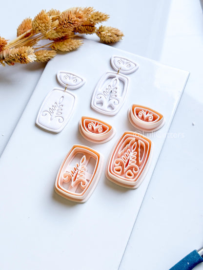 Boho Ornamental Floral Clay Cutter Set – Two Versions: Imprint & Cutout Design