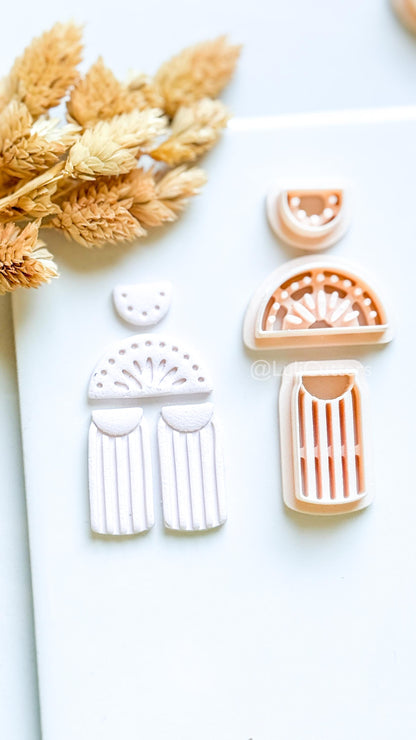 Boho Sunburst Clay Cutter Set: Arch Fringe Earring Design