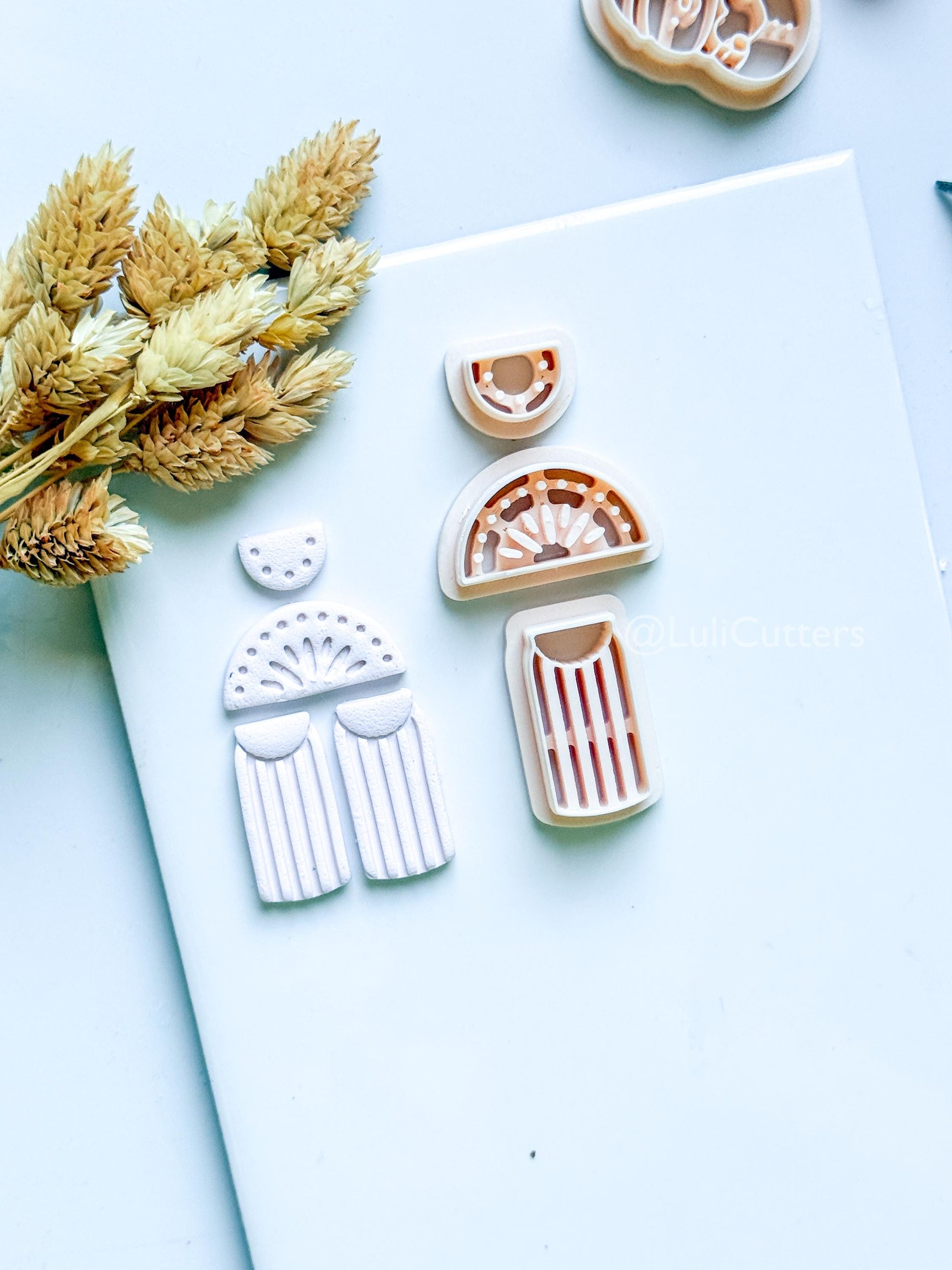 Boho Sunburst Clay Cutter Set: Arch Fringe Earring Design