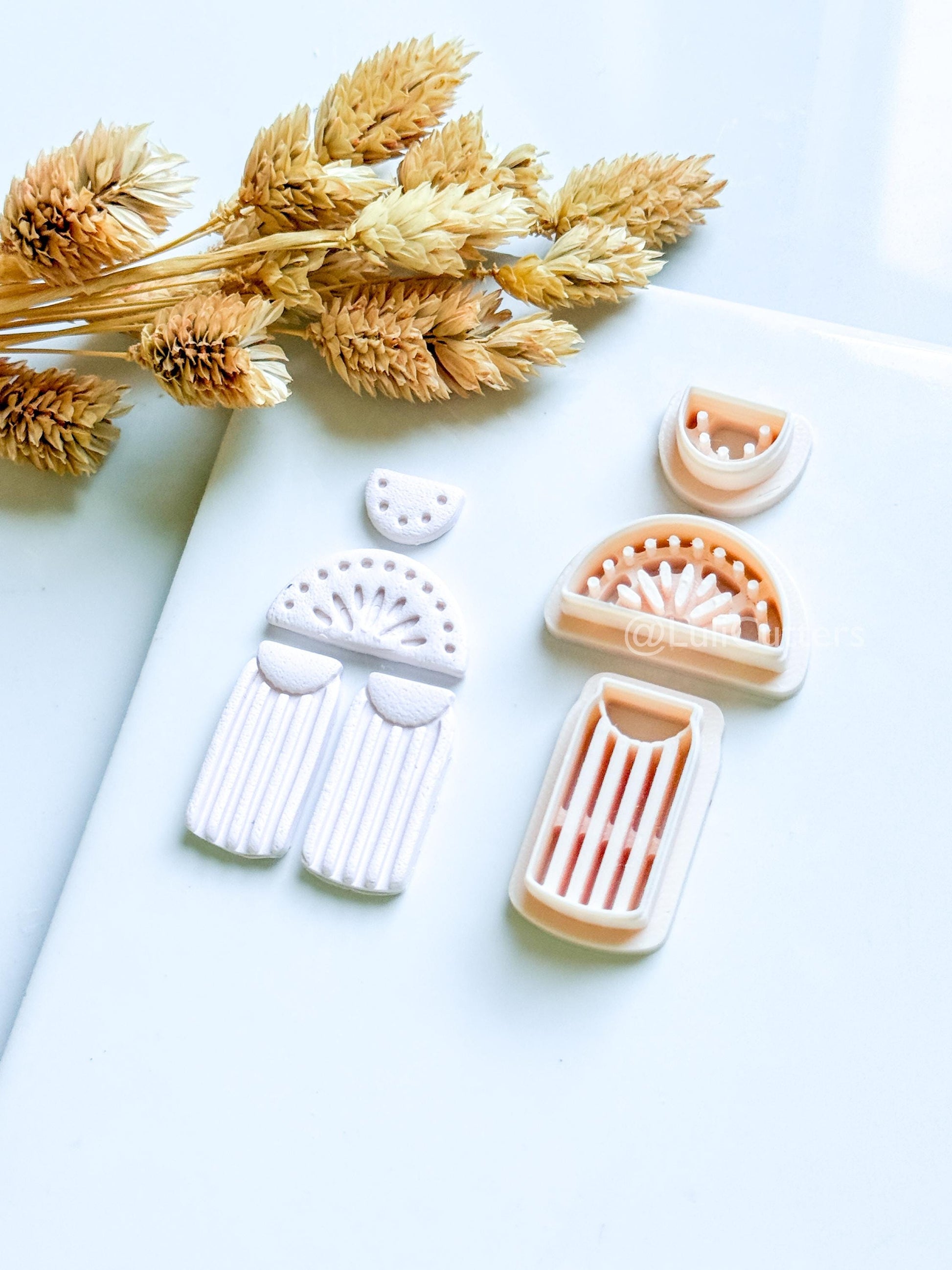 Boho Sunburst Clay Cutter Set: Arch Fringe Earring Design