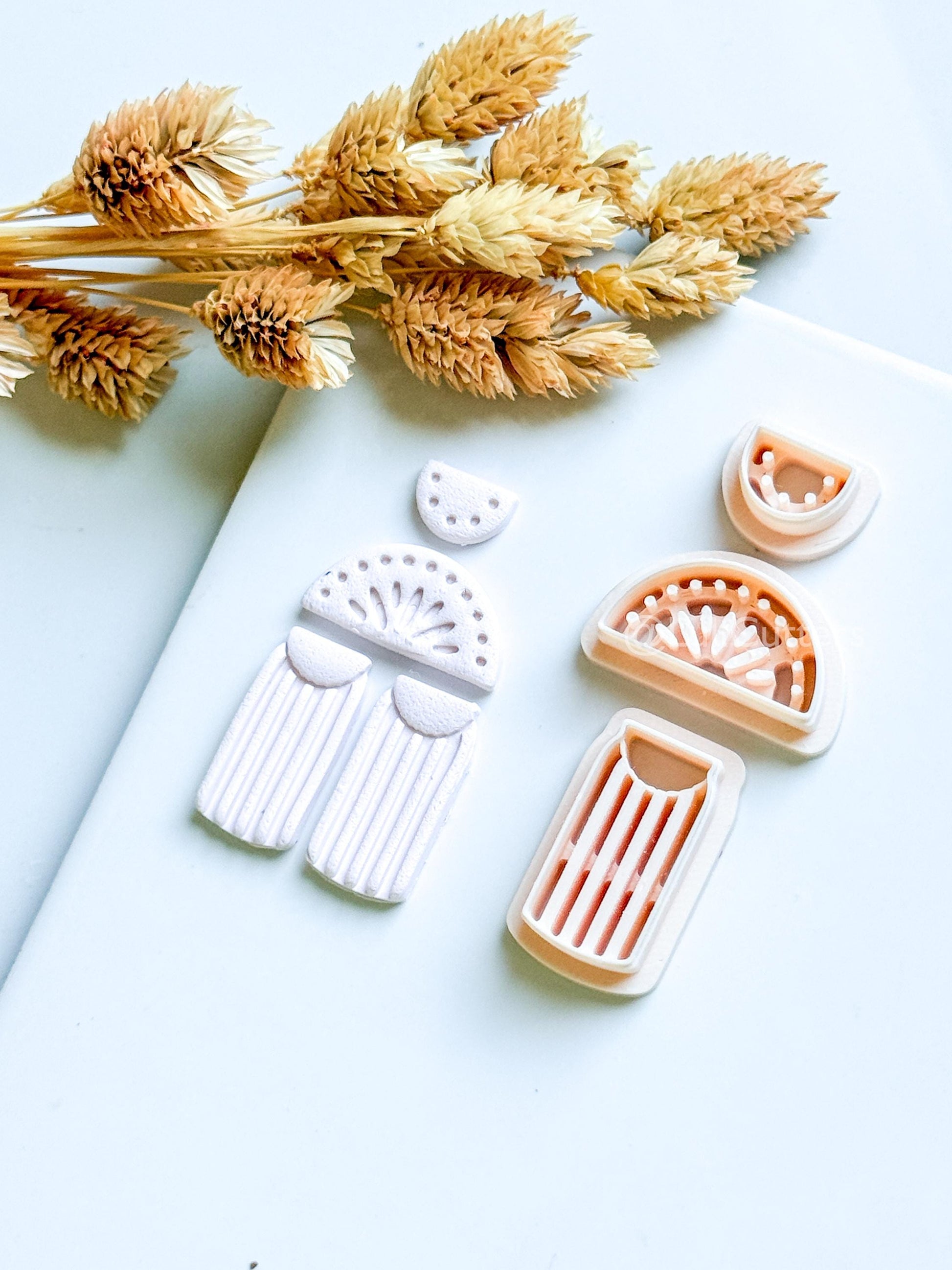 Boho Sunburst Clay Cutter Set: Arch Fringe Earring Design