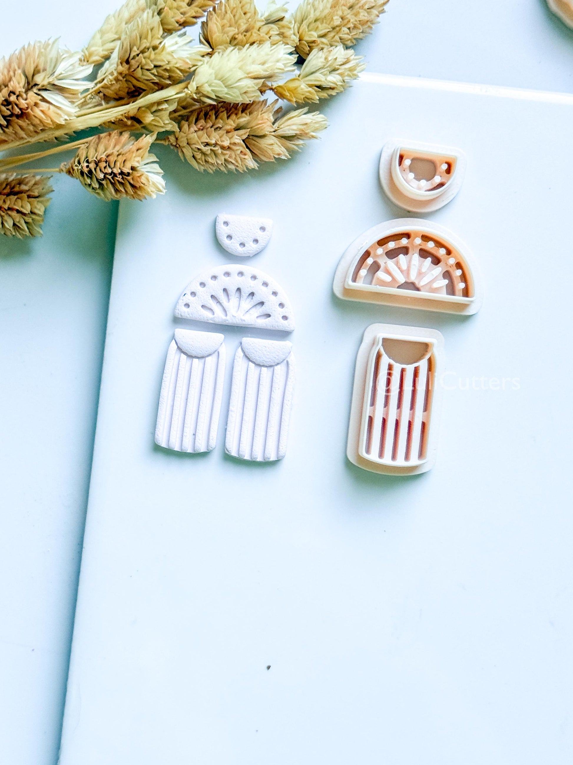 Boho Sunburst Clay Cutter Set: Arch Fringe Earring Design