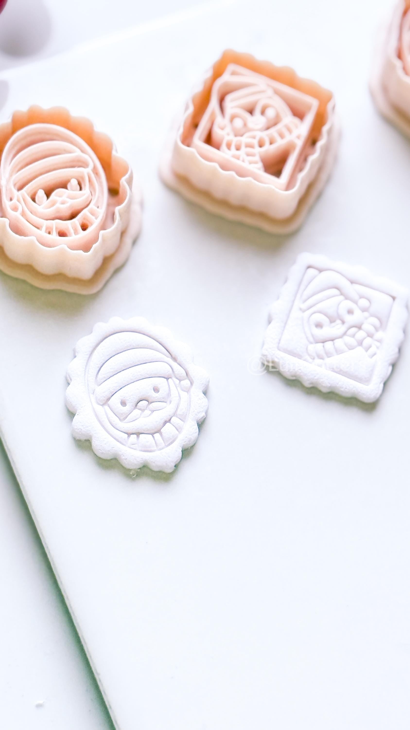 Framed Christmas Clay Cutter Set – Santa, Tree & Penguin Polymer Clay Earring Shapes