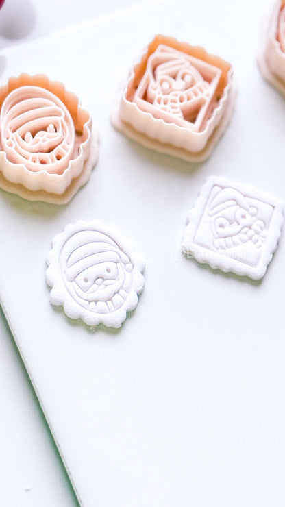 Framed Christmas Clay Cutter Set – Santa, Tree & Penguin Polymer Clay Earring Shapes