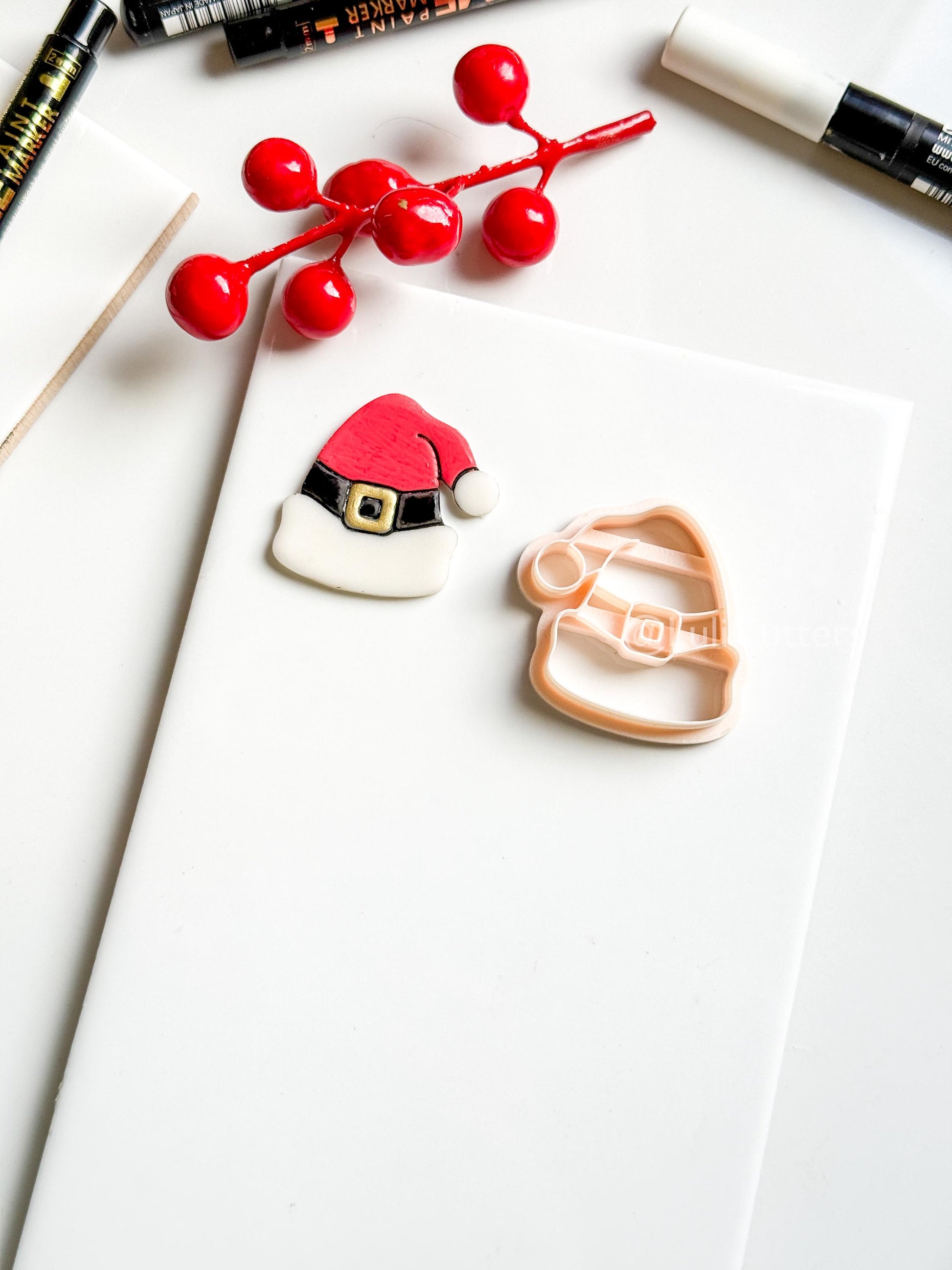 Santa Hat Clay Cutter: Christmas Polymer Clay Tool for Earrings & Charms