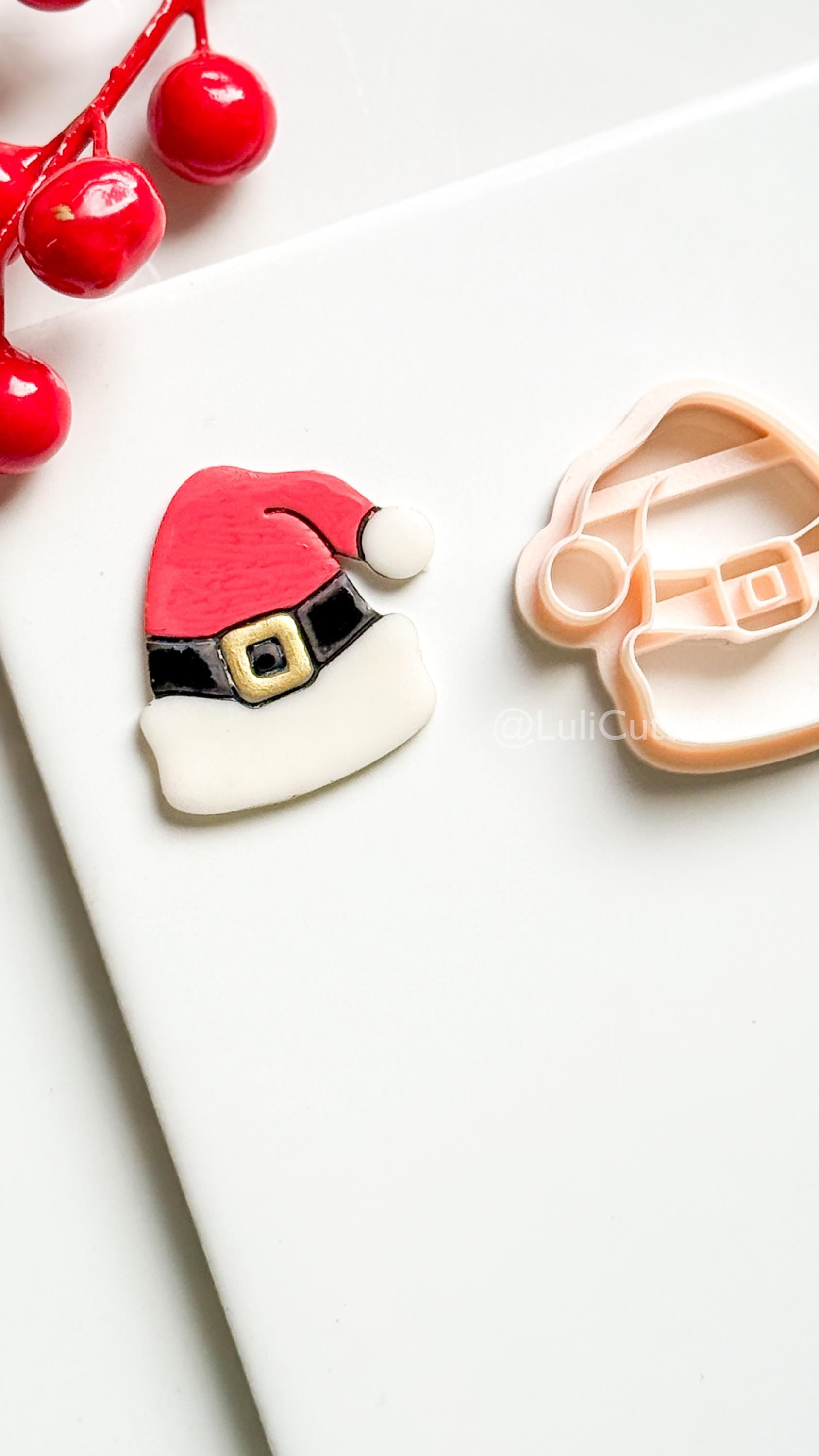 Santa Hat Clay Cutter: Christmas Polymer Clay Tool for Earrings & Charms