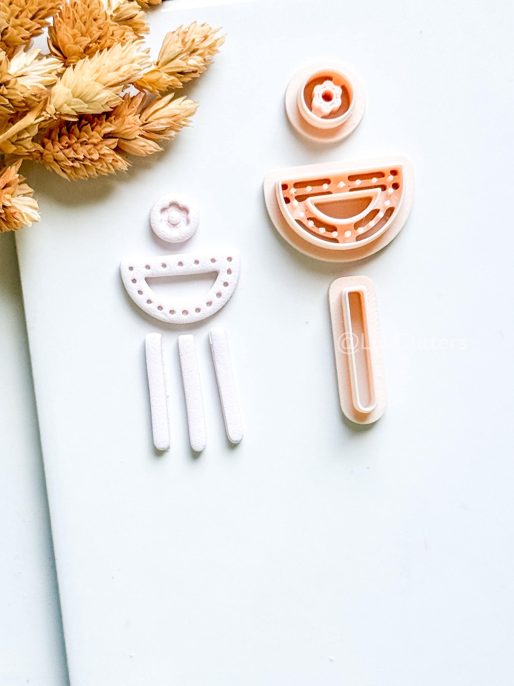 Boho Clay Cutter Set: Arch, Flower, Fringe Polymer Earring Cutters