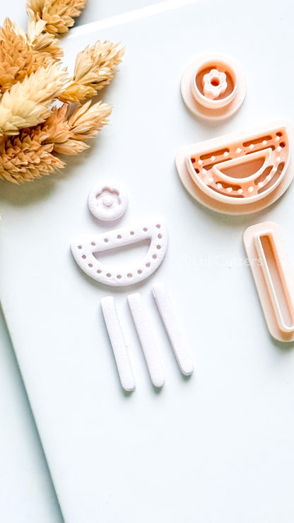 Boho Clay Cutter Set: Arch, Flower, Fringe Polymer Earring Cutters