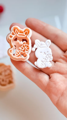 Christmas Bunny & Hamster Clay Cutter Set – Holiday Animals with Candy Cane Polymer Clay Tools