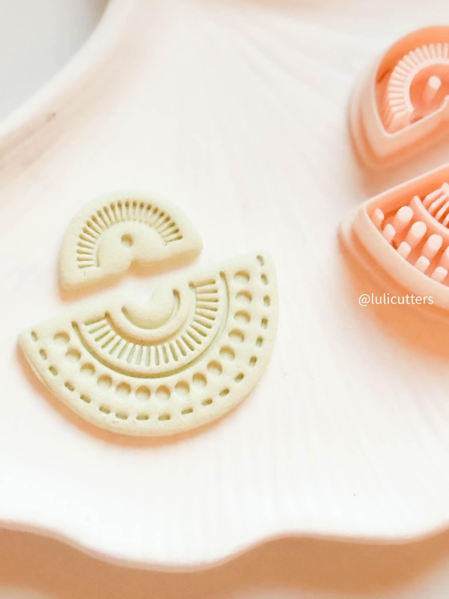 Mini Tribal Sunburst Clay Cutter Set 2-Piece Ethnic Semi-Circle Earring Design