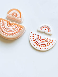 Mini Tribal Sunburst Clay Cutter Set 2-Piece Ethnic Semi-Circle Earring Design