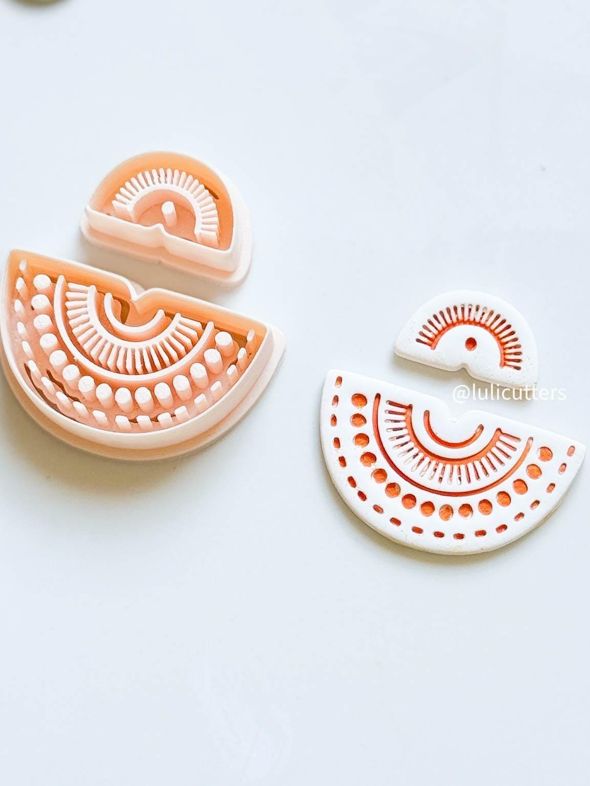 Mini Tribal Sunburst Clay Cutter Set 2-Piece Ethnic Semi-Circle Earring Design