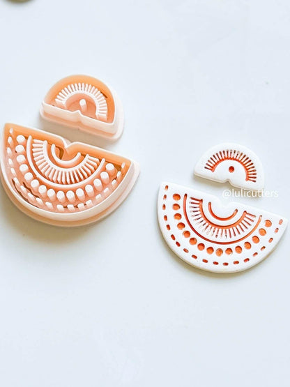 Mini Tribal Sunburst Clay Cutter Set 2-Piece Ethnic Semi-Circle Earring Design