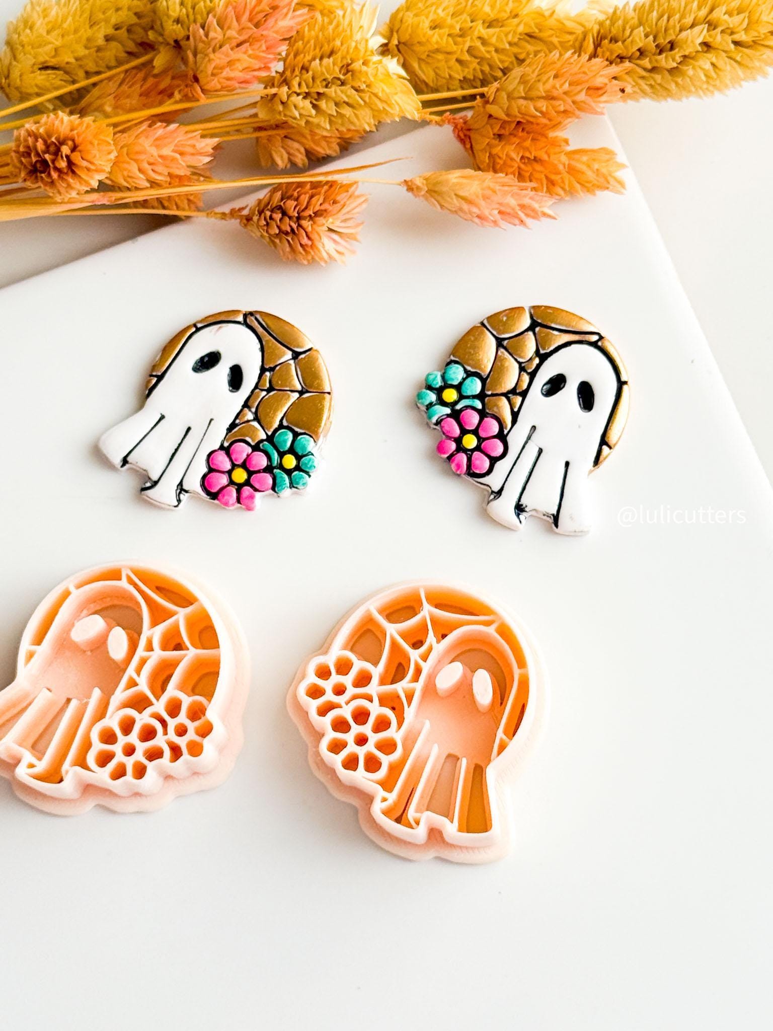 Ghost Clay Cutter: Halloween Floral Jewelry, Polymer Clay Charms