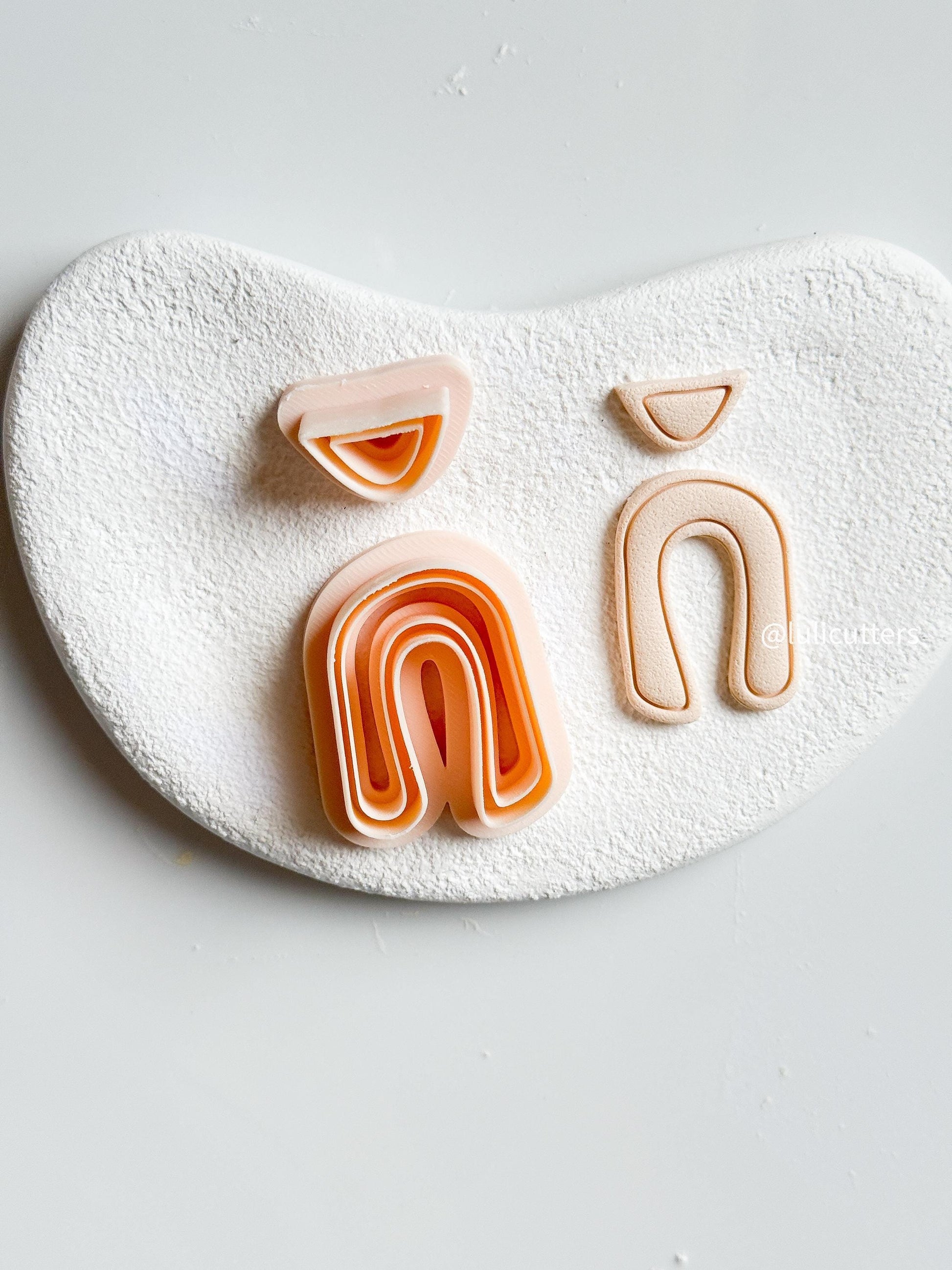 Retro Arch Clay Earring Cutter Set Includes Base U Shape + Matching Topper