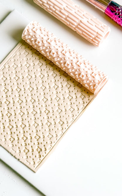 Stars and Dots Debosser Roller for Polymer Clay Geometric Texture Tool