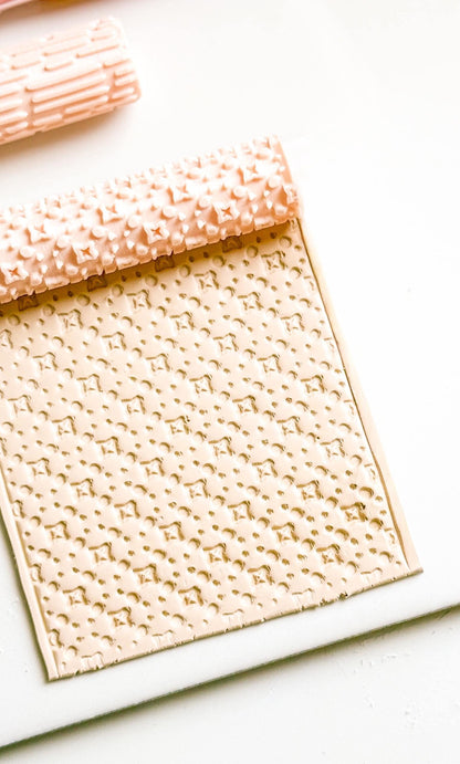 Stars and Dots Debosser Roller for Polymer Clay Geometric Texture Tool