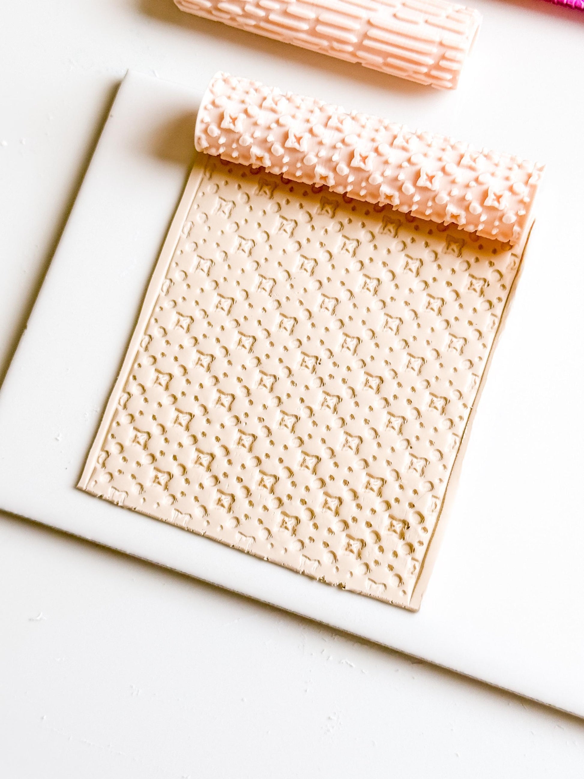 Stars and Dots Debosser Roller for Polymer Clay Geometric Texture Tool