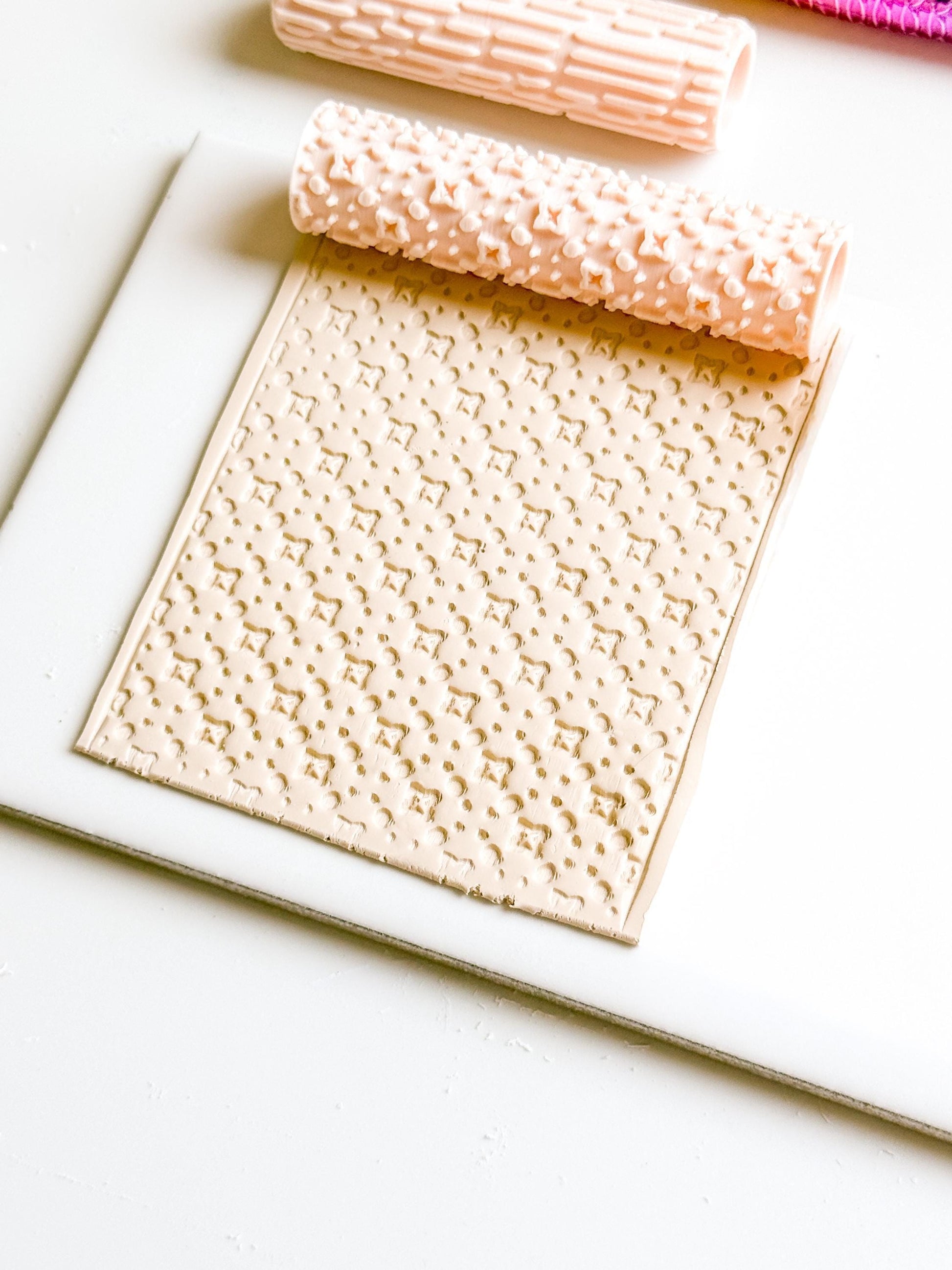 Stars and Dots Debosser Roller for Polymer Clay Geometric Texture Tool