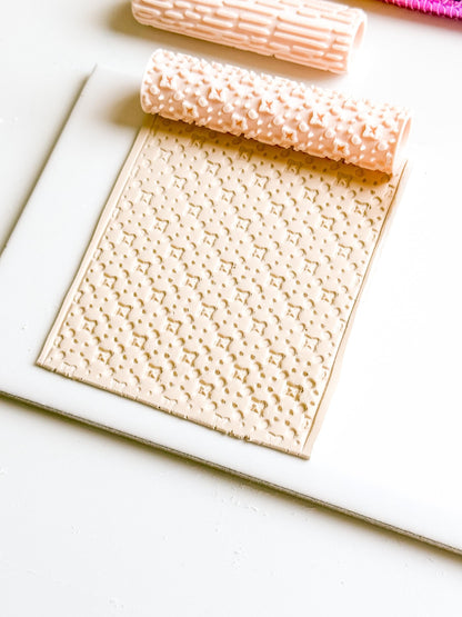 Stars and Dots Debosser Roller for Polymer Clay Geometric Texture Tool