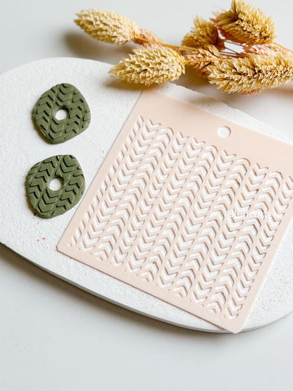 Chevron Stripe Stencil for Polymer Clay: Herringbone Texture Template