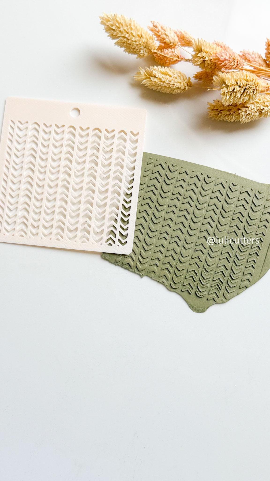 Chevron Stripe Stencil for Polymer Clay: Herringbone Texture Template