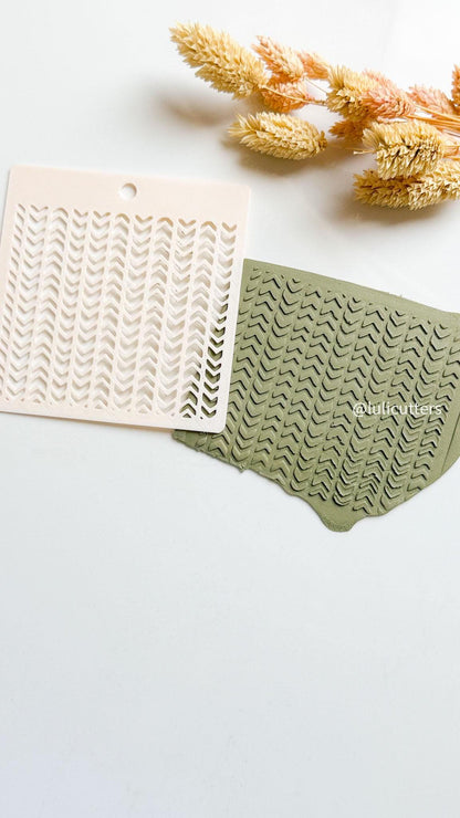 Chevron Stripe Stencil for Polymer Clay: Herringbone Texture Template