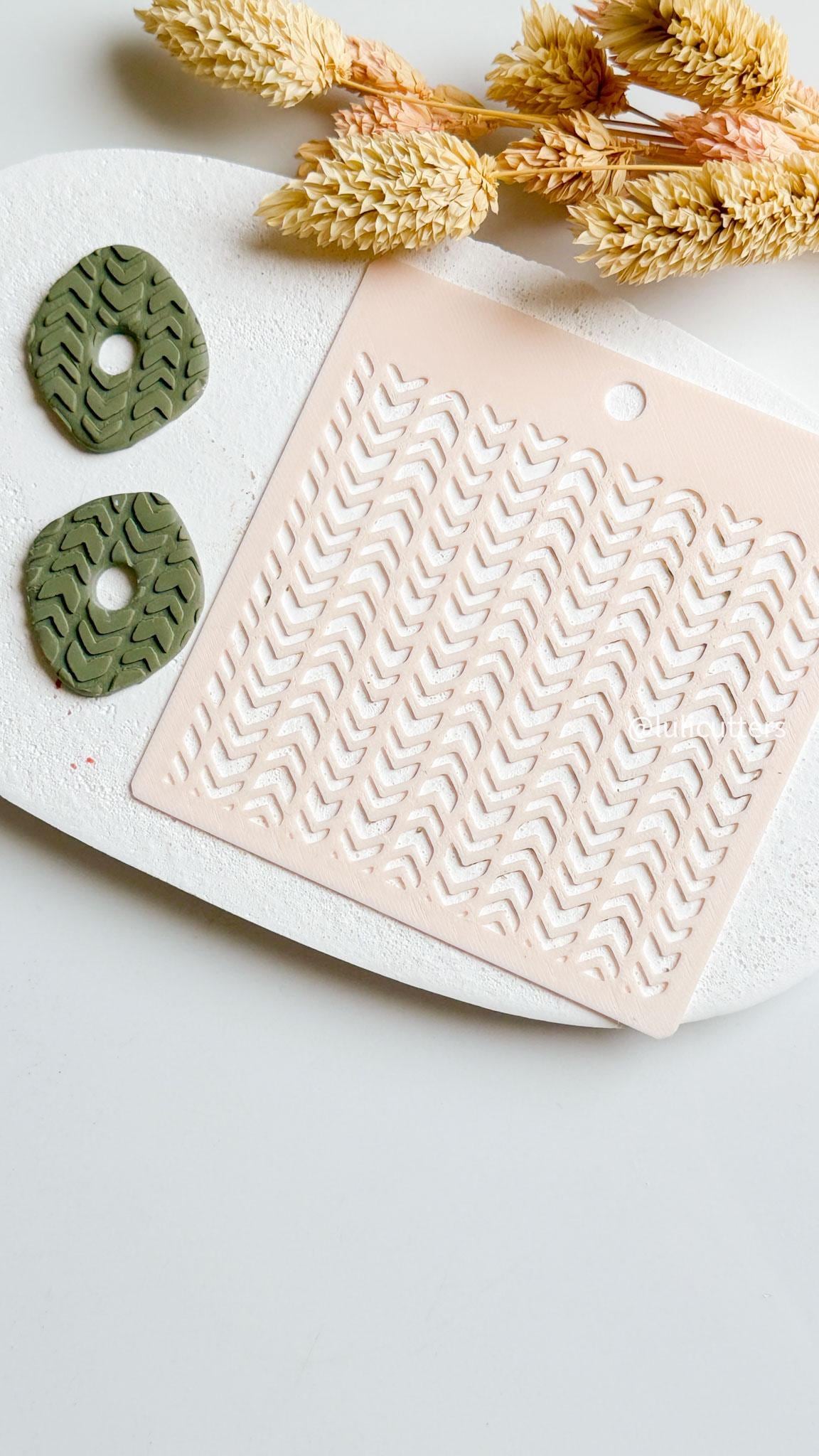 Chevron Stripe Stencil for Polymer Clay: Herringbone Texture Template