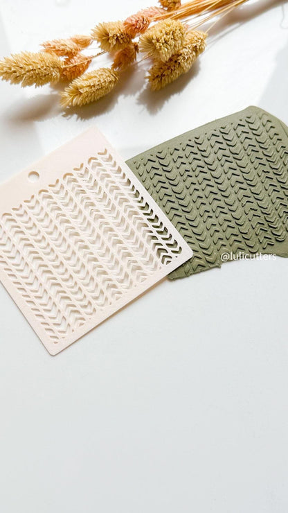Chevron Stripe Stencil for Polymer Clay: Herringbone Texture Template