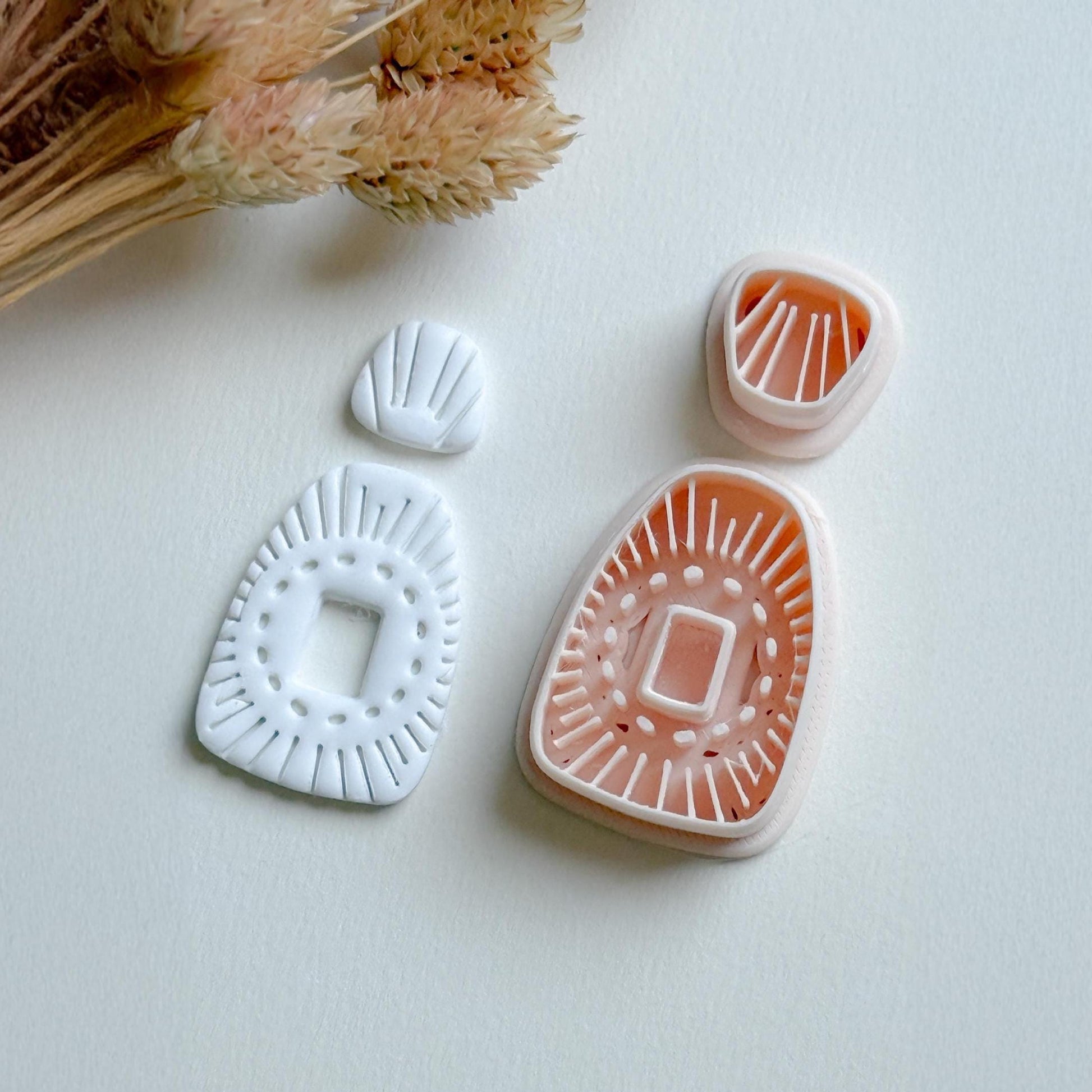 Sunburst Polymer Clay Cutter Set: Geometric Jewelry Design with Deboss