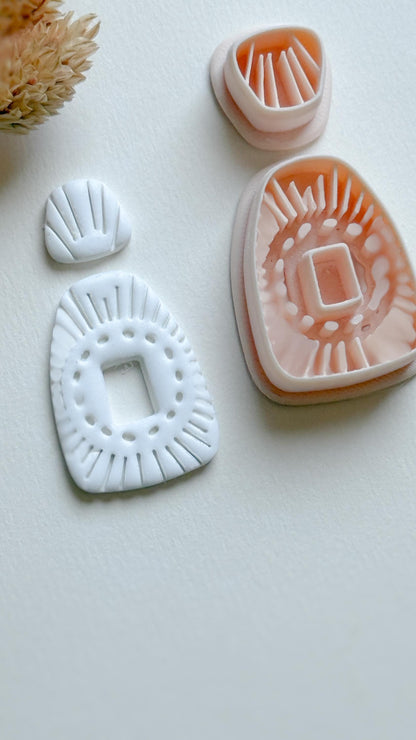 Sunburst Polymer Clay Cutter Set: Geometric Jewelry Design with Deboss