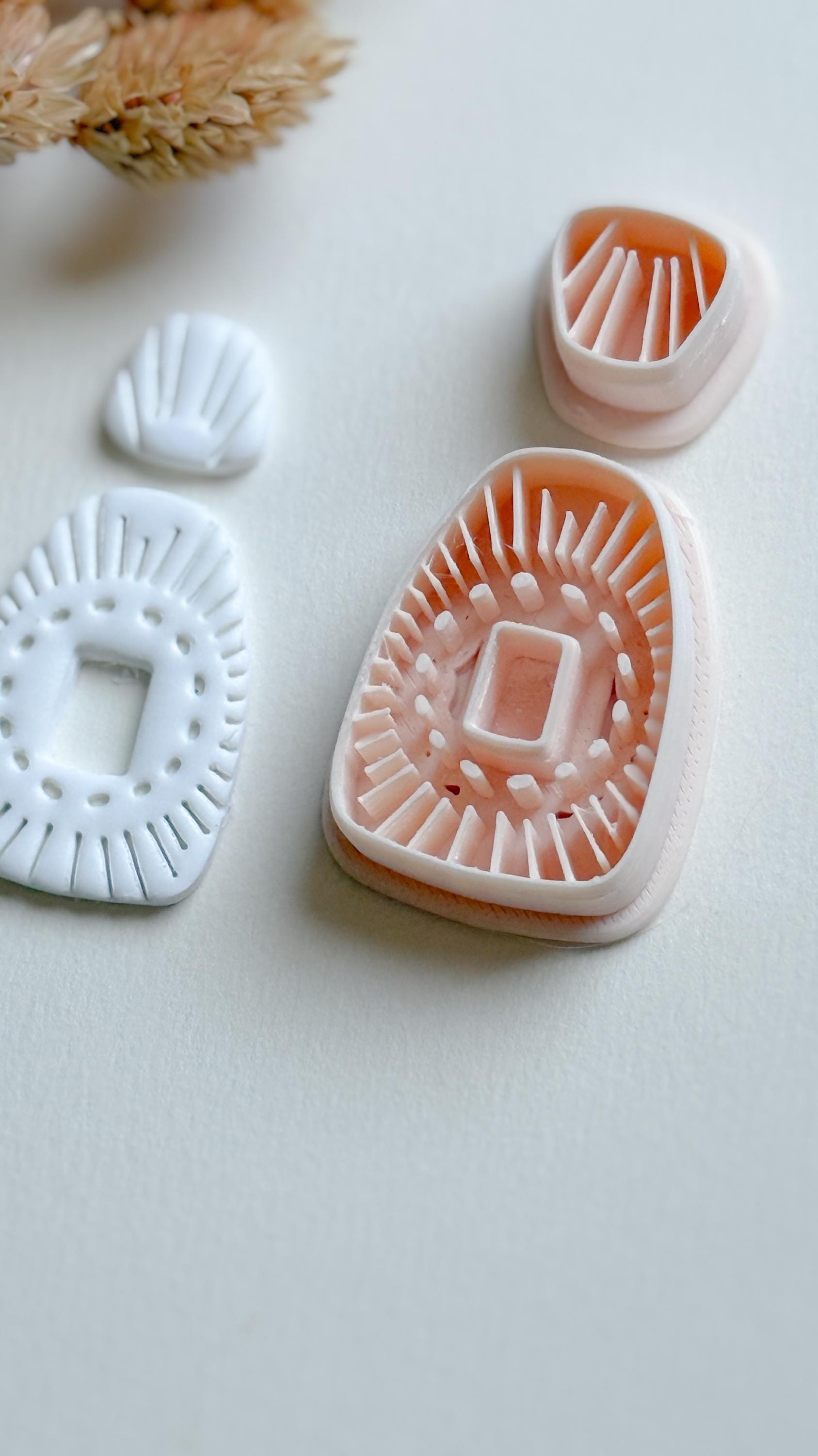 Sunburst Polymer Clay Cutter Set: Geometric Jewelry Design with Deboss