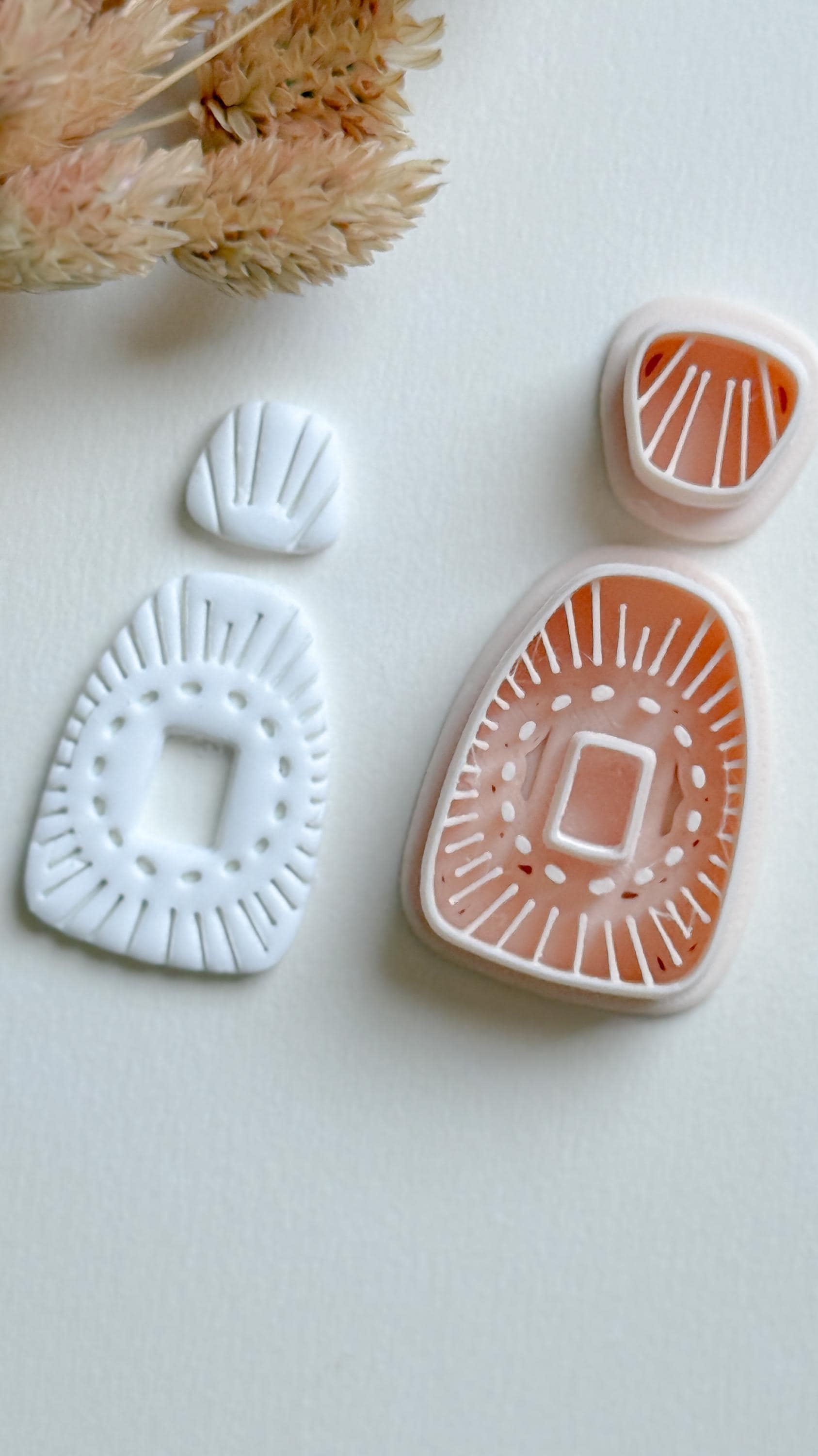 Sunburst Polymer Clay Cutter Set: Geometric Jewelry Design with Deboss