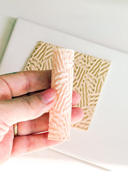 Organic Wavy Line Texture Roller Embossing Tool for Polymer Clay Jewelry and Crafts