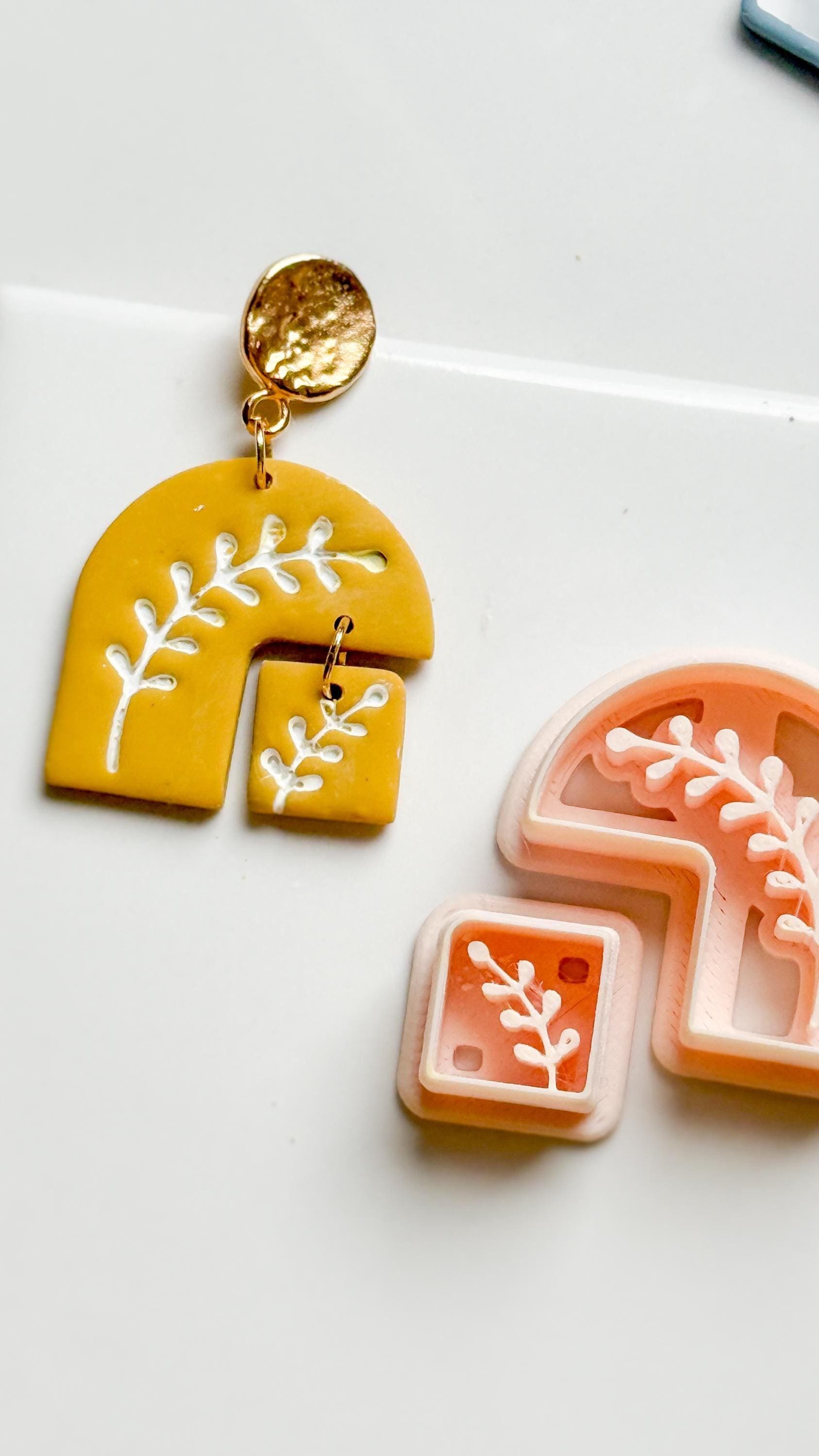 Botanical Arch and Square Clay Cutter Set with Leaf Imprint - Majolica Collection