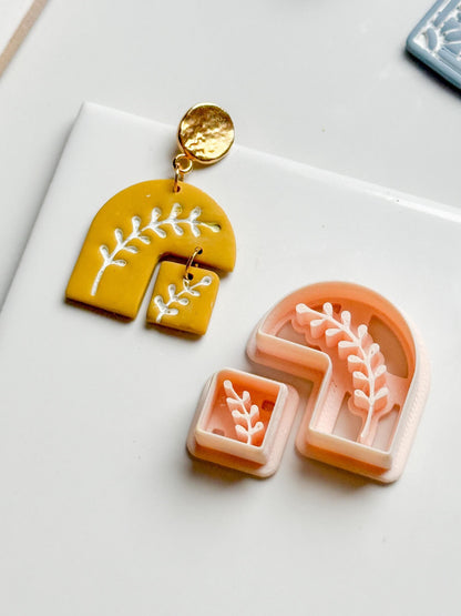 Botanical Arch and Square Clay Cutter Set with Leaf Imprint - Majolica Collection