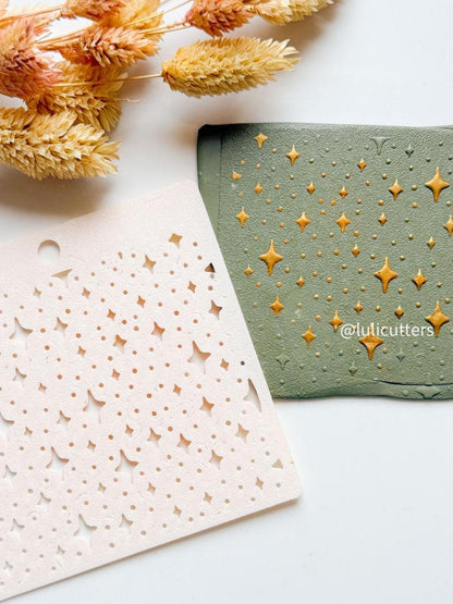 Starburst Stencil for Polymer Clay: Twinkle Star Pattern, Jewelry Design