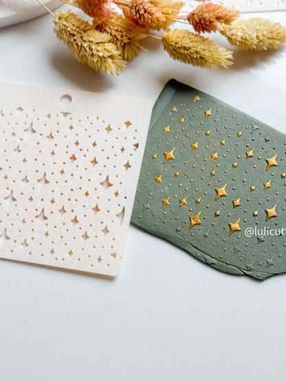 Starburst Stencil for Polymer Clay: Twinkle Star Pattern, Jewelry Design