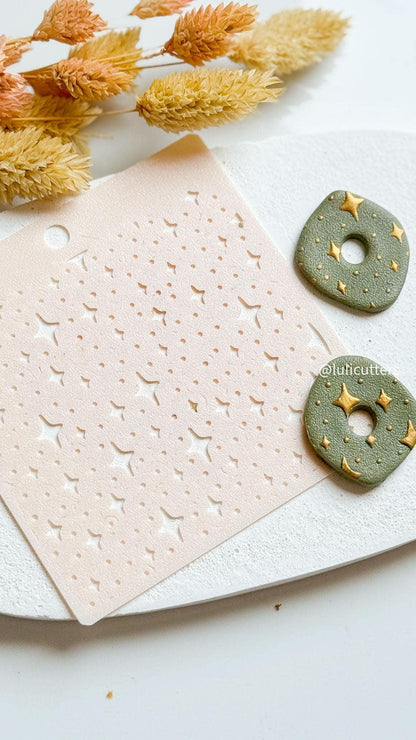 Starburst Stencil for Polymer Clay: Twinkle Star Pattern, Jewelry Design