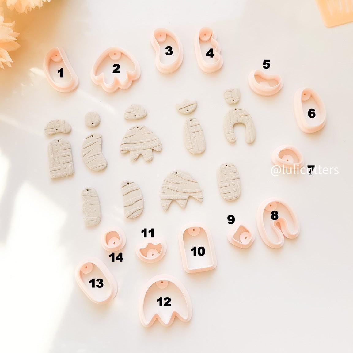 Polymer Clay Earring Cutter Set: Organic Shapes, Stud & Dangle (14 Piece)