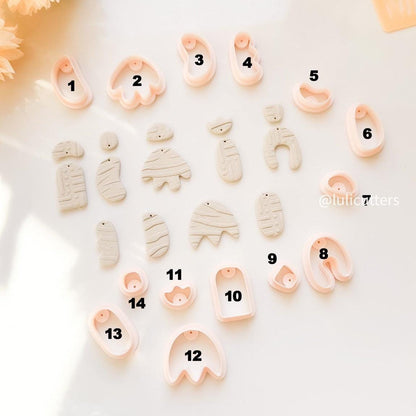 Polymer Clay Earring Cutter Set: Organic Shapes, Stud & Dangle (14 Piece)