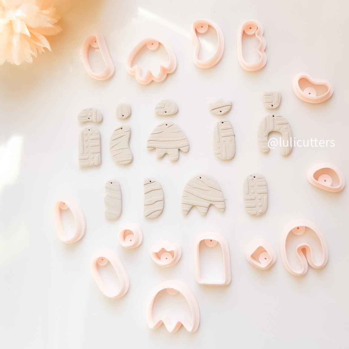 Polymer Clay Earring Cutter Set: Organic Shapes, Stud & Dangle (14 Piece)