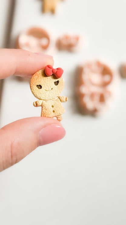 Gingerbread Boy and Girl Polymer Clay Cutters Christmas Embossed Shapes