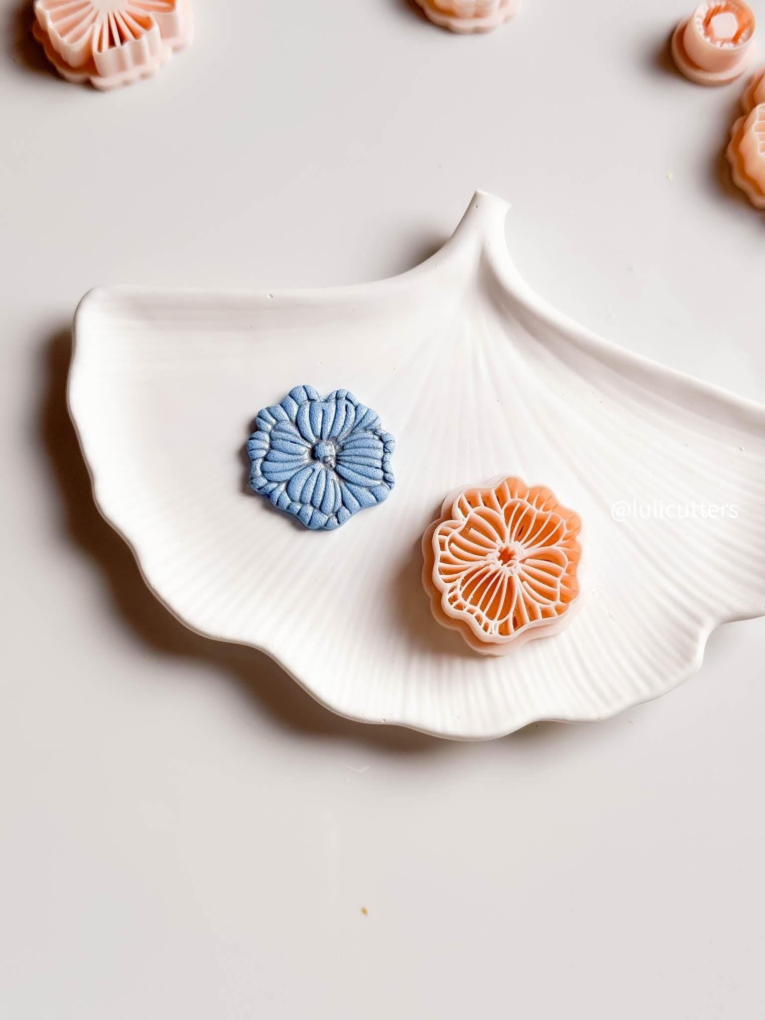 Textured Flower Clay Cutter Sculpted Petals for Floral Earring Designs