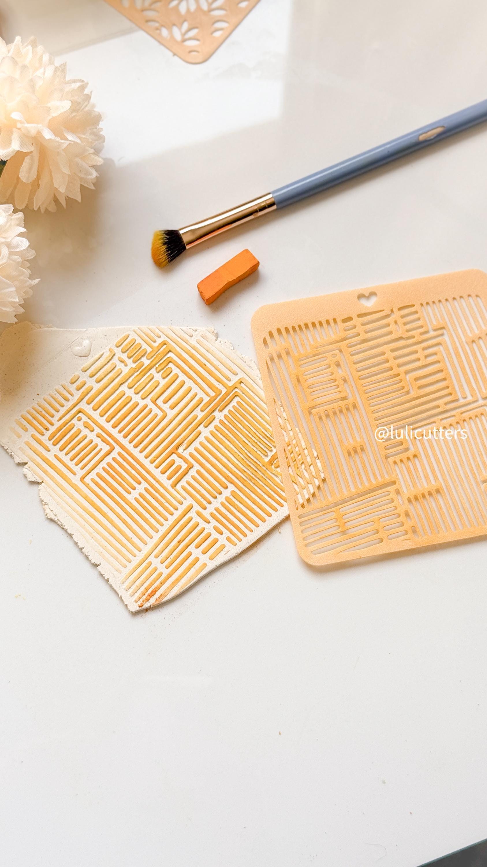 Geometric Lines Polymer Clay Stencil Modern Abstract Pattern Texture Sheet for Jewelry and Crafts