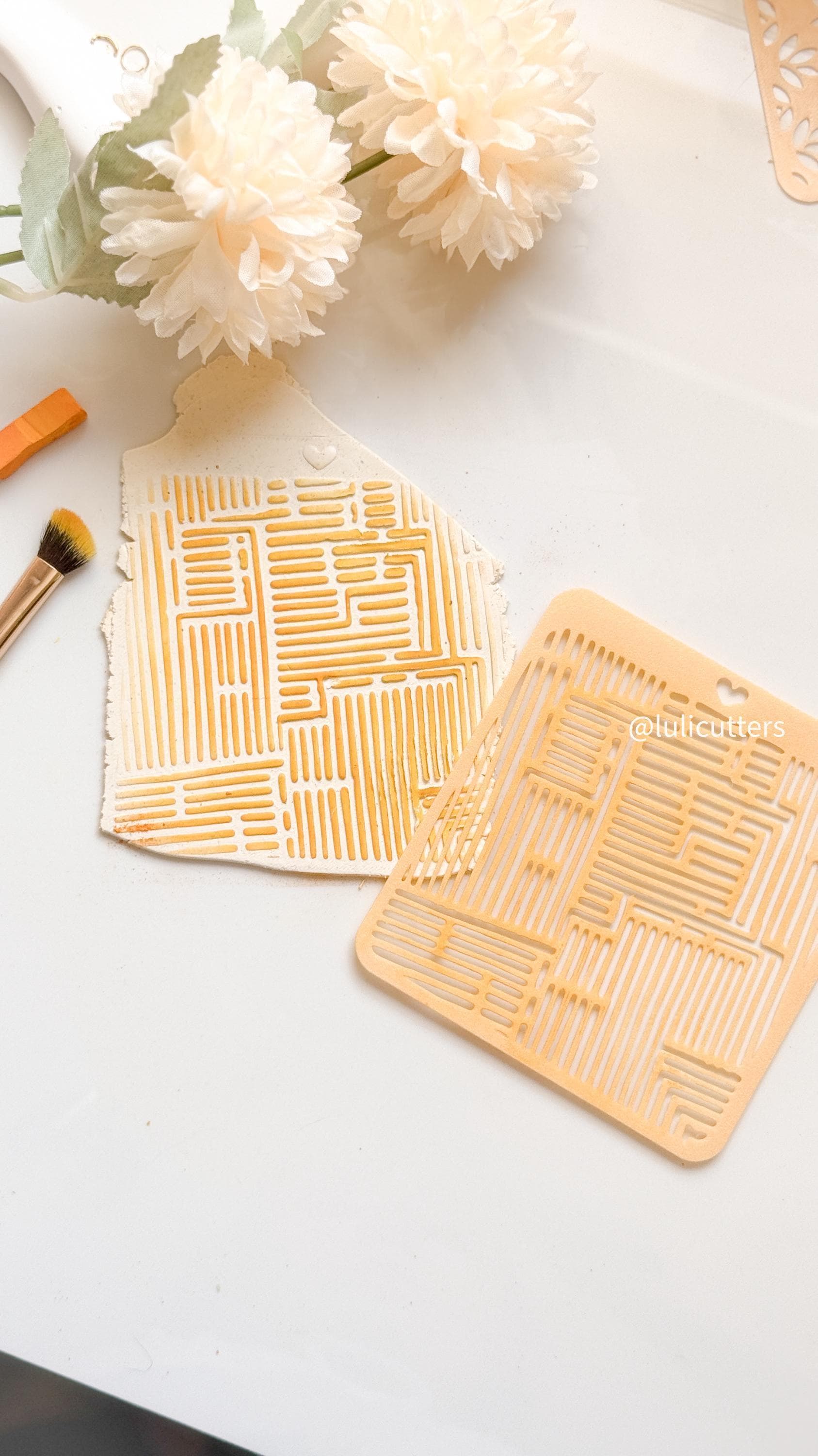 Geometric Lines Polymer Clay Stencil Modern Abstract Pattern Texture Sheet for Jewelry and Crafts